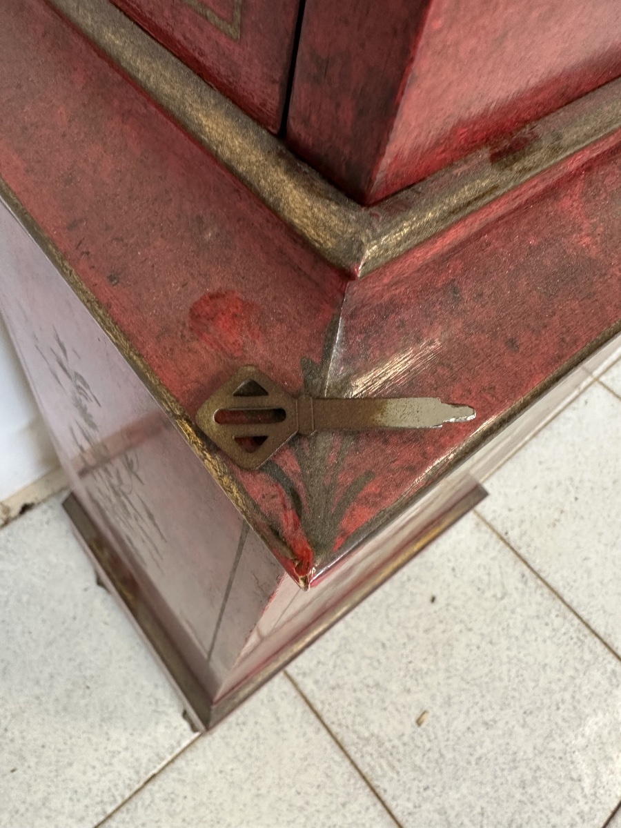 20th-century Painted Lacquered Pendulum Clock-photo-3
