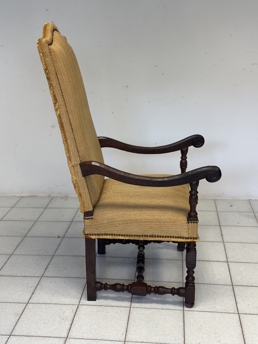 Lombard Baroque Louis XIV Armchair In Rocchetto Walnut-photo-2