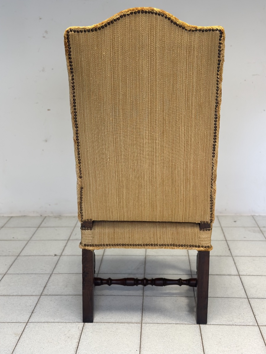 Lombard Baroque Louis XIV Armchair In Rocchetto Walnut-photo-3