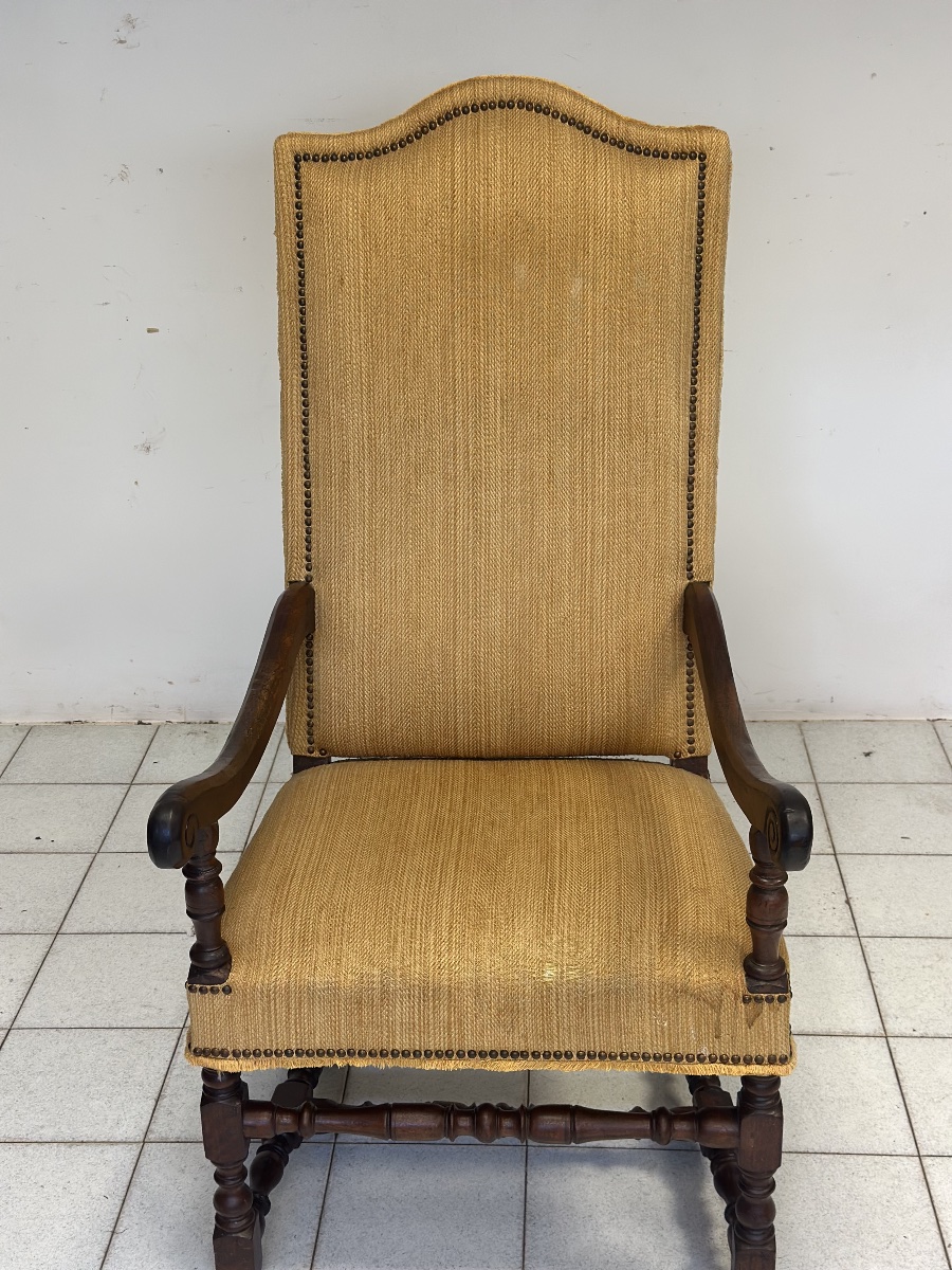 Lombard Baroque Louis XIV Armchair In Rocchetto Walnut-photo-6