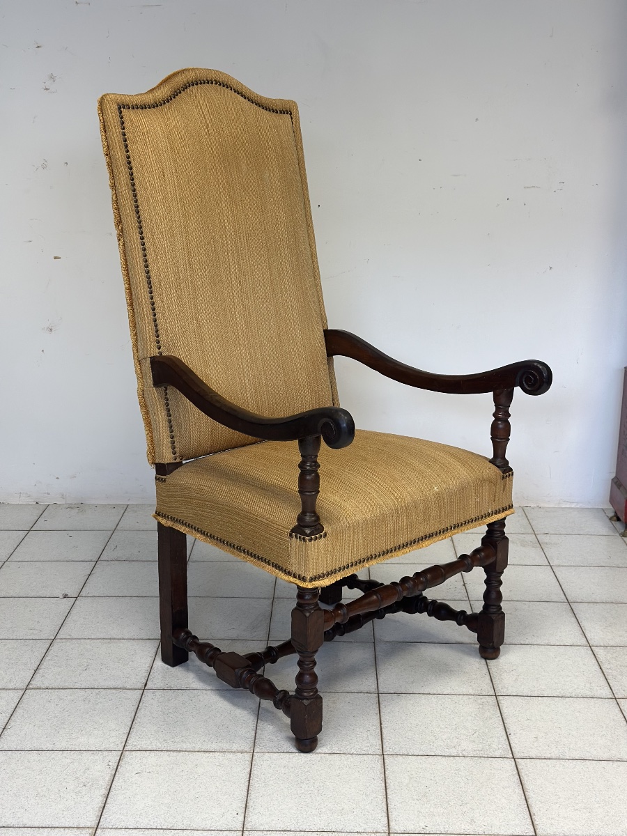 Lombard Baroque Louis XIV Armchair In Rocchetto Walnut