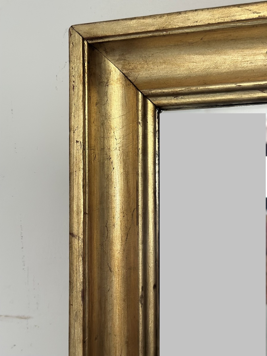 Restored 19th-century Empire-style Gilded Wooden Mirror-photo-2
