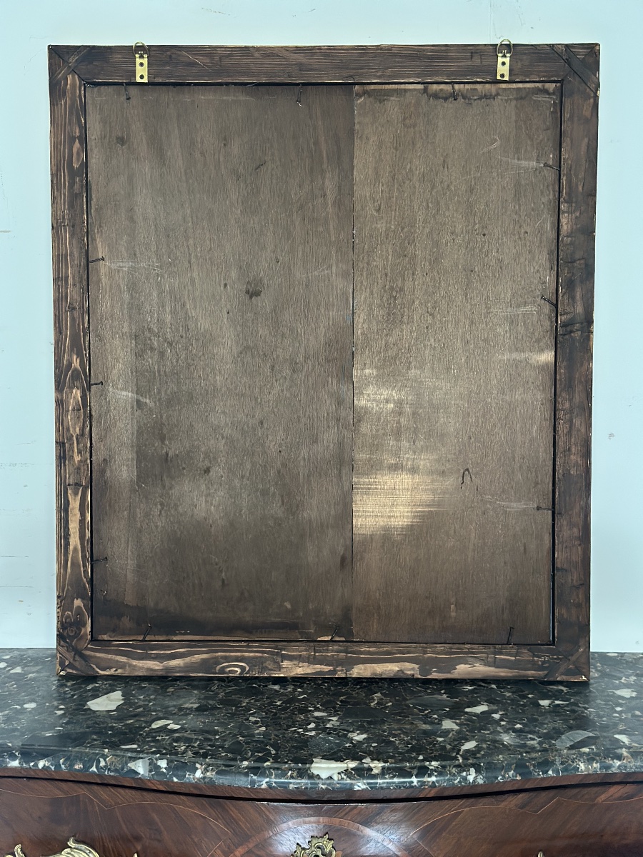 Restored 19th-century Empire-style Gilded Wooden Mirror-photo-3