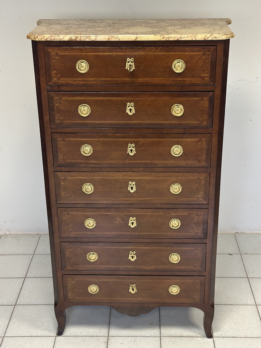 Napoleon III-style Seven-drawer Chest Of Drawers. Restored In The 1800s-photo-2