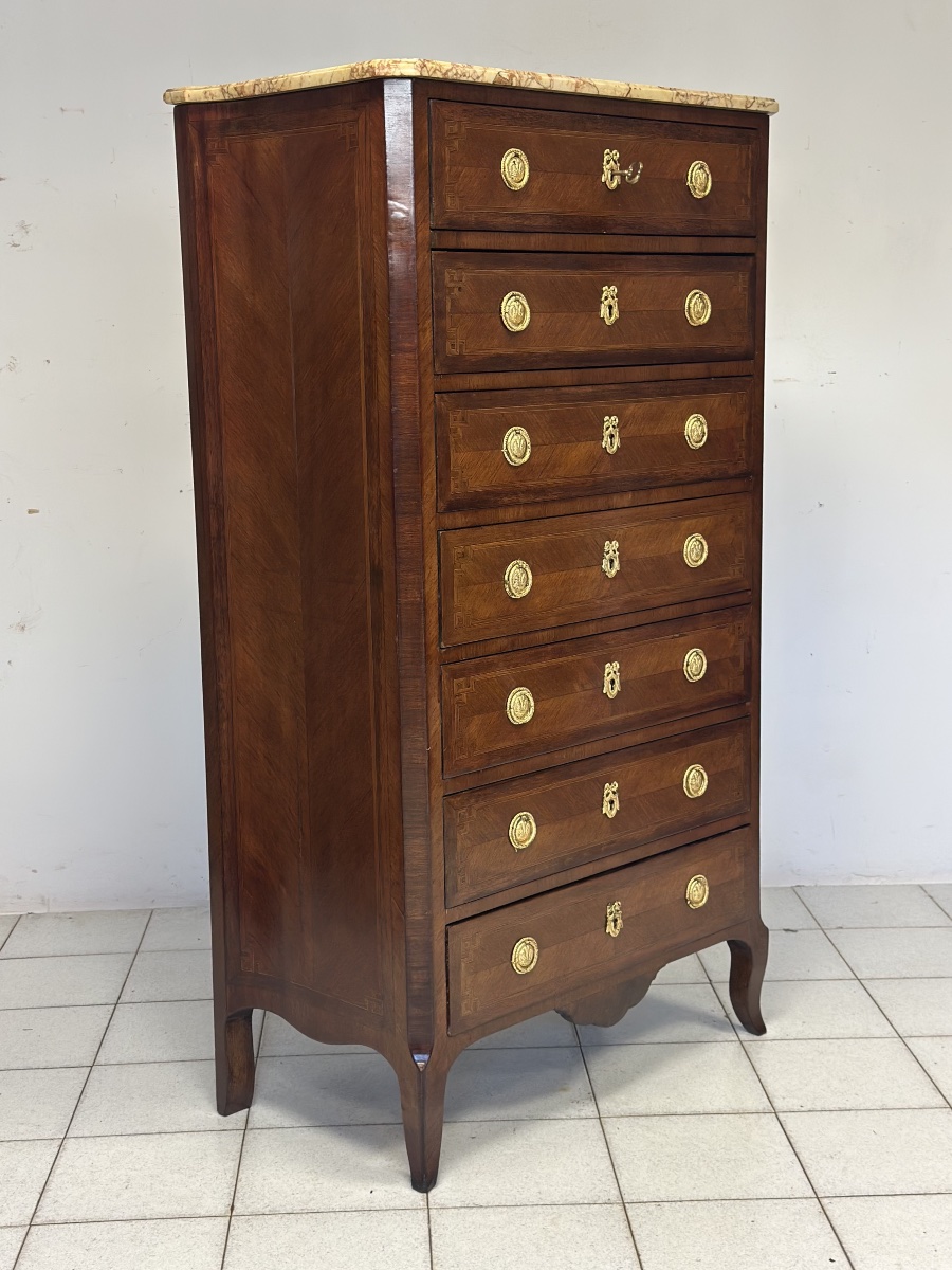 Napoleon III-style Seven-drawer Chest Of Drawers. Restored In The 1800s-photo-4