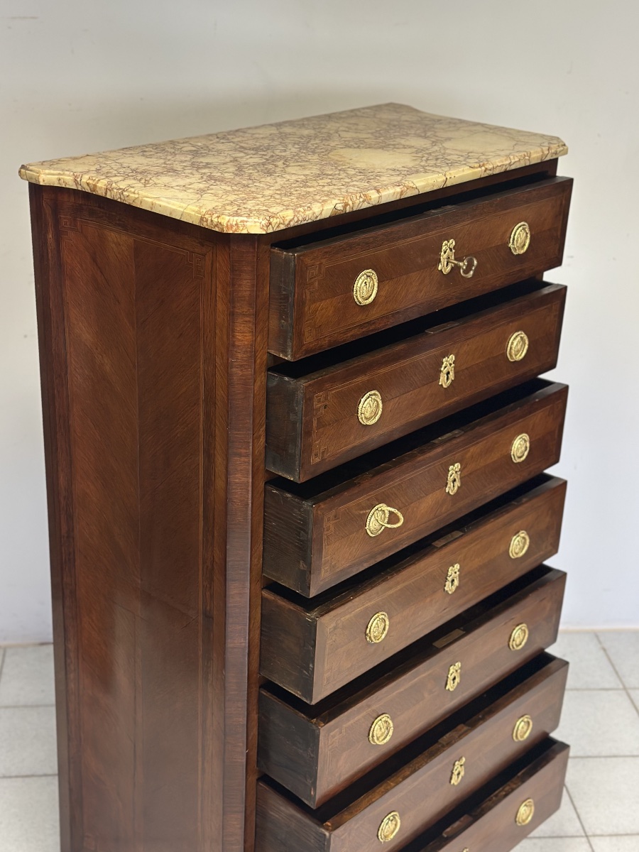 Napoleon III-style Seven-drawer Chest Of Drawers. Restored In The 1800s-photo-2