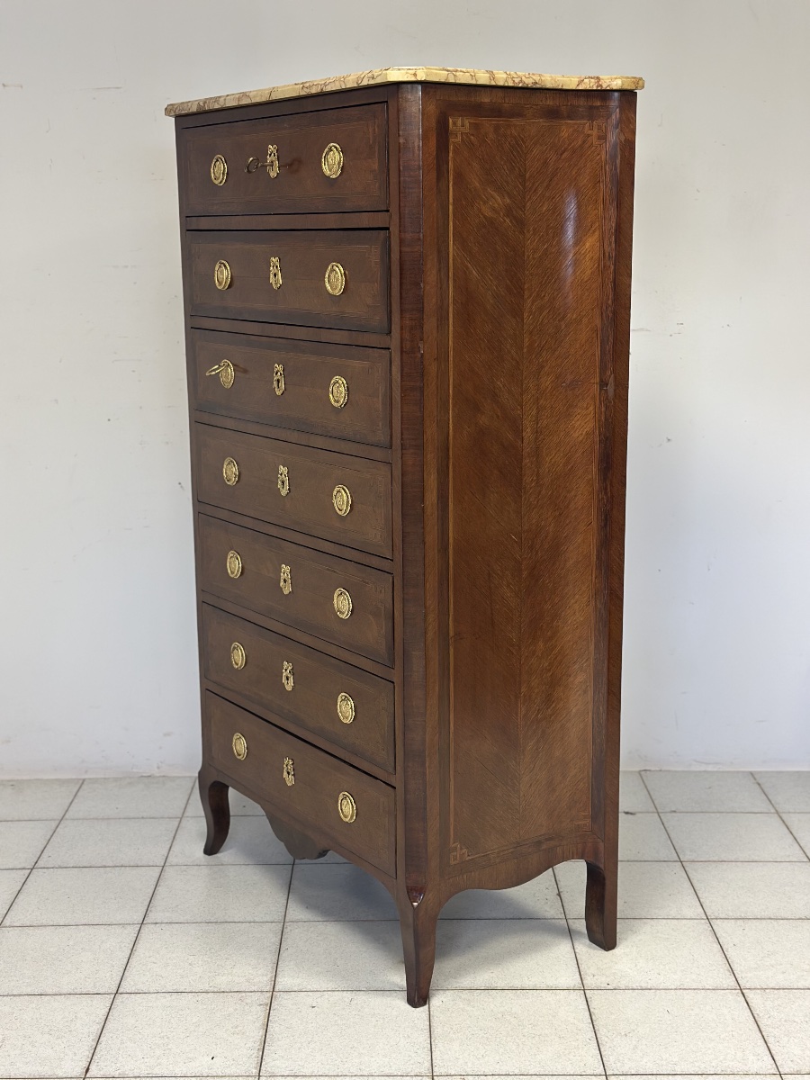 Napoleon III-style Seven-drawer Chest Of Drawers. Restored In The 1800s-photo-3