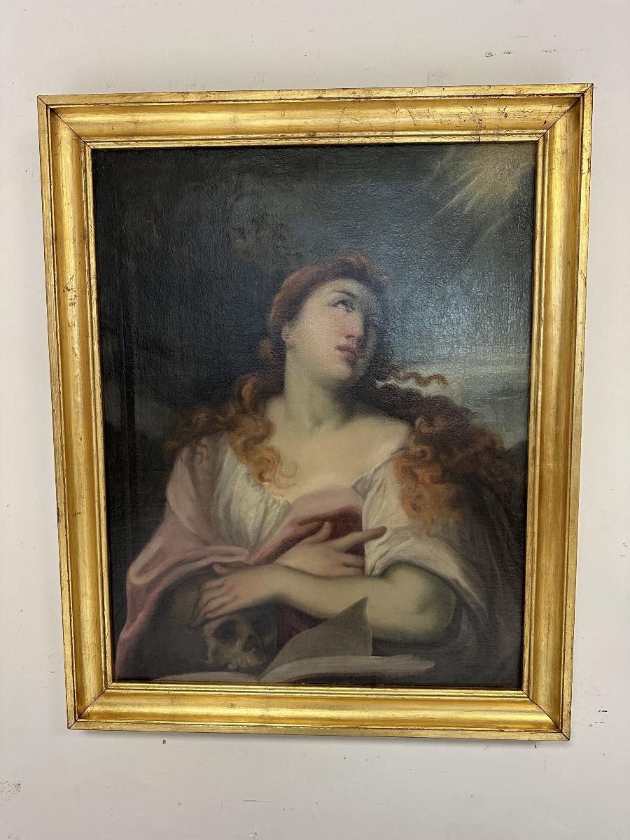Tiziano Vecelio (in The Style Of) Pieve Di Cadore 1488–90 Venice 1576 The Penitent Magdalene Oil On T-photo-2