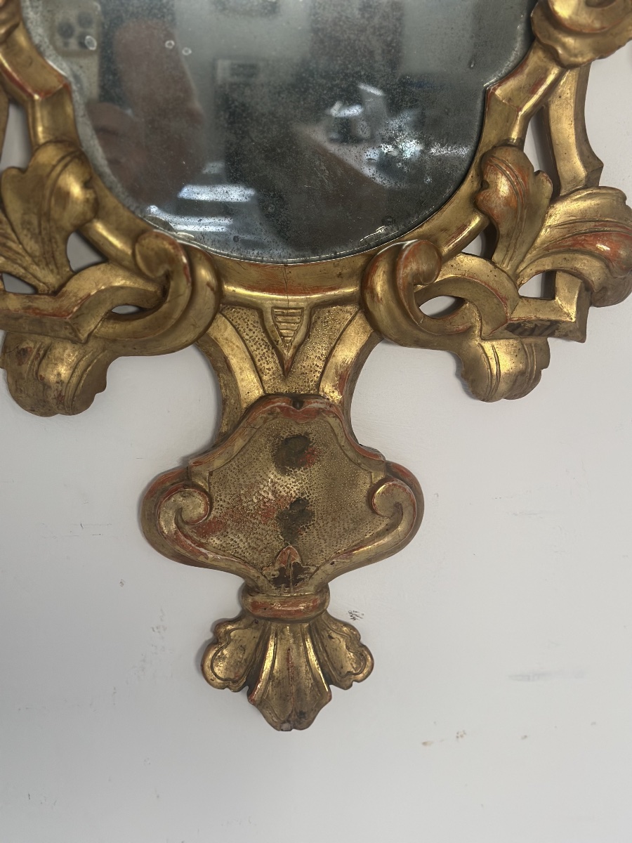 Miroir en éventail de style Louis XV, datant du XVIIIe siècle, à glace au mercure et dorure à l-photo-3