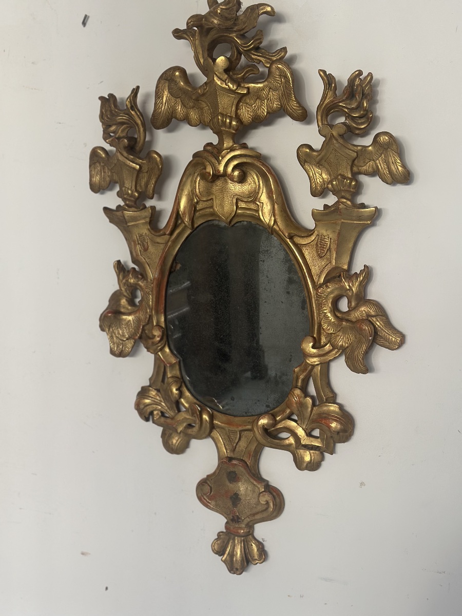 Miroir en éventail de style Louis XV, datant du XVIIIe siècle, à glace au mercure et dorure à l-photo-4