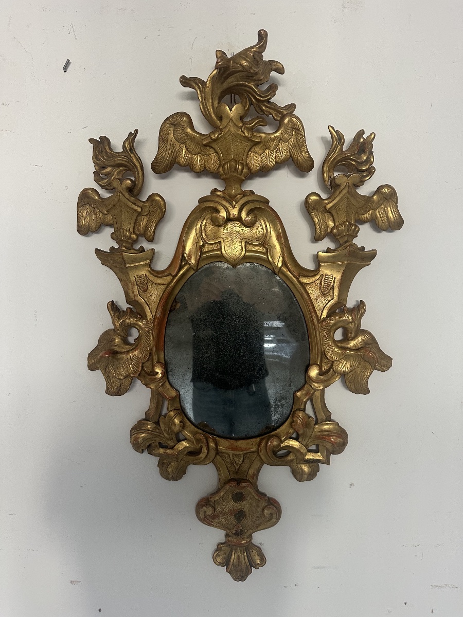 Miroir en éventail de style Louis XV, datant du XVIIIe siècle, à glace au mercure et dorure à l-photo-6