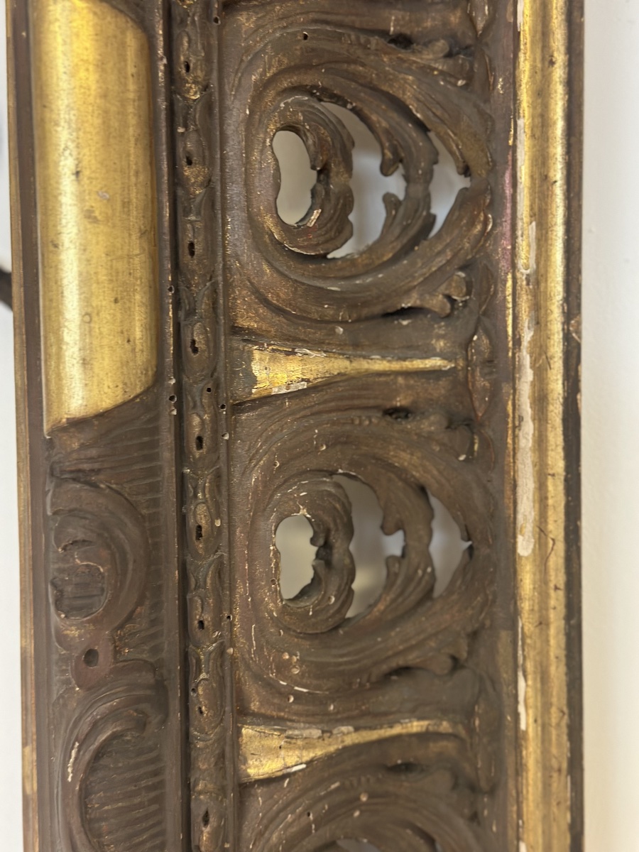Gilded, Ebonized Openwork Wooden Frame. Lombardy, First Half Of The 19th Century. 108 X 92-photo-4