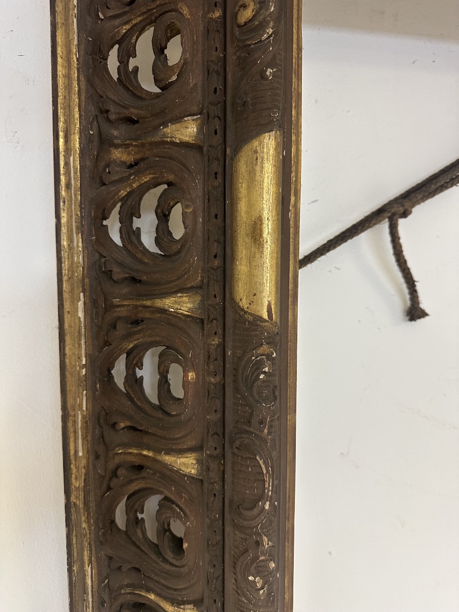 Gilded, Ebonized Openwork Wooden Frame. Lombardy, First Half Of The 19th Century. 108 X 92-photo-2