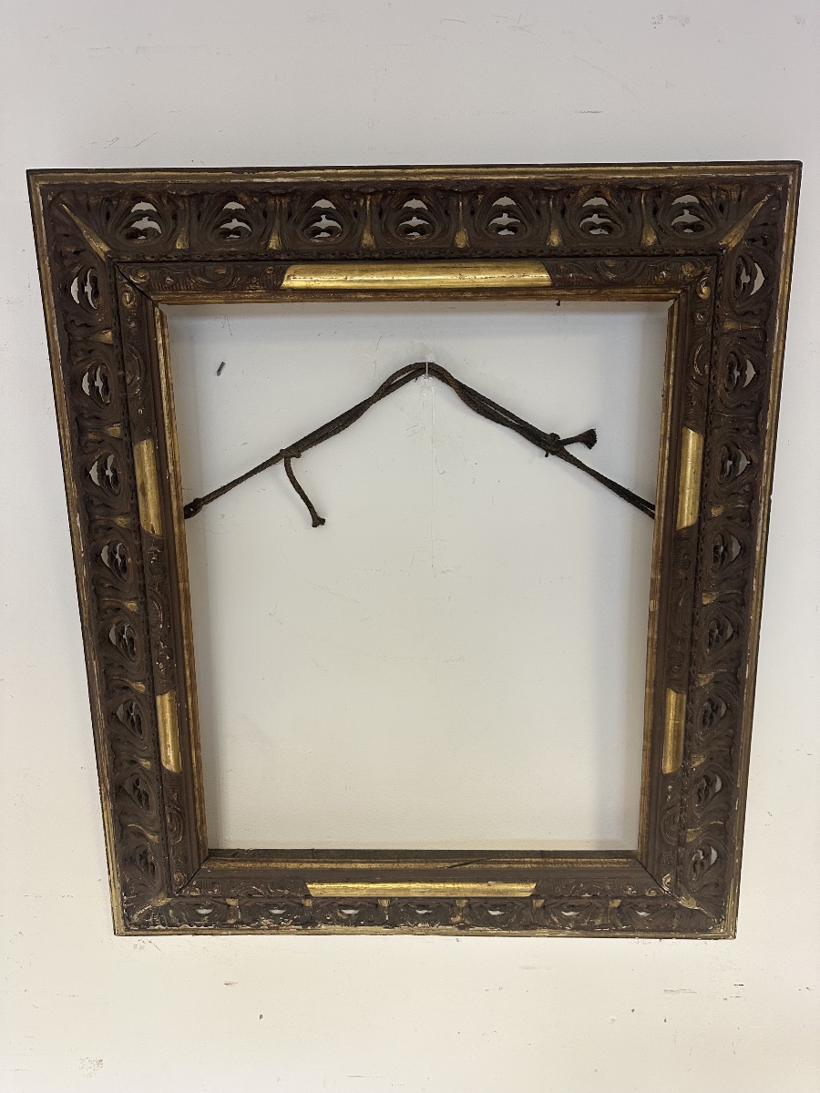 Gilded, Ebonized Openwork Wooden Frame. Lombardy, First Half Of The 19th Century. 108 X 92-photo-3