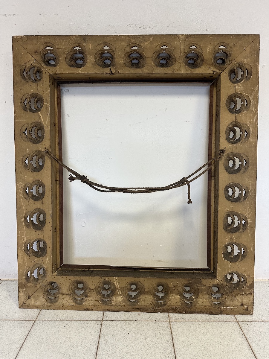 Gilded, Ebonized Openwork Wooden Frame. Lombardy, First Half Of The 19th Century. 108 X 92-photo-5