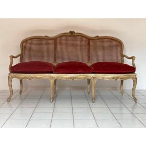 Lacquered And Painted Three-seater Sofa. 19th Century