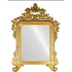 Miroir Lombard Carlo X En Bois Et Feuille d'Or. 800 Premiers
