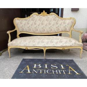 Lombard Golden Lacquered Sofa. 19th Century Milan