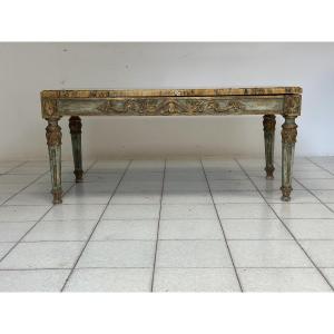 Napoleon III Carved, Gilded Lacquered Coffee Table With Marble Top