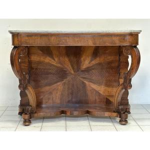 Consolle Carlo X Lombarda In Noce .xix Restaurata