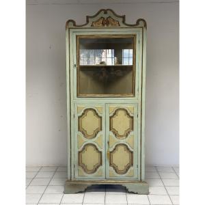 Vitrine d'angle toscane laquée or du début du XIXe siècle