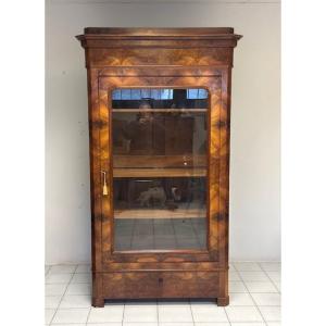 Walnut And Burl Walnut Bookcase/display Cabinet. 19th Century (restored).