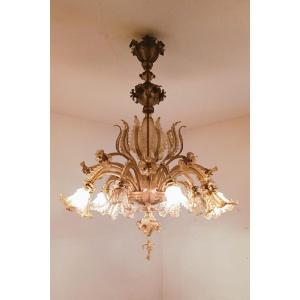 Murano Glass Chandelier. Barovier & Toso. Early 20th Century. 166 X 124 Cm.