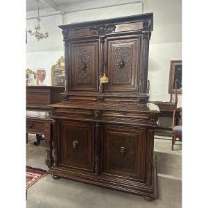 Double-bodied Carved Walnut Cabinet. 18th Century
