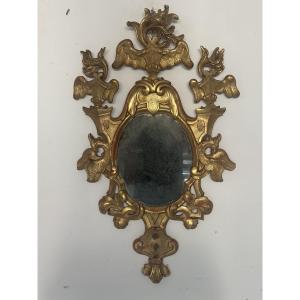 Miroir en éventail de style Louis XV, datant du XVIIIe siècle, à glace au mercure et dorure à l
