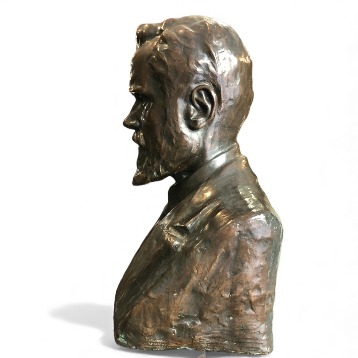 Romanian Bronze Bust Of Vv Rascanu, 1915-photo-2