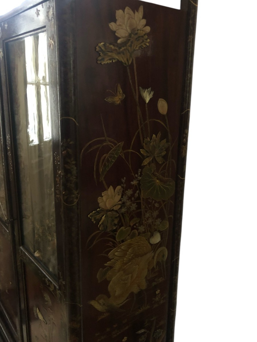 Vitrine chinoise ancienne laquée-photo-3