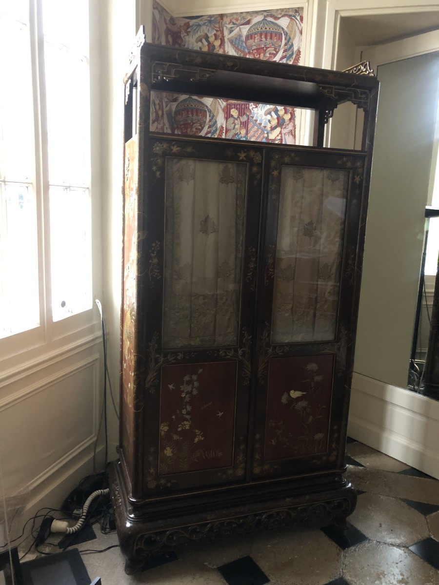 Vitrine chinoise ancienne laquée-photo-2