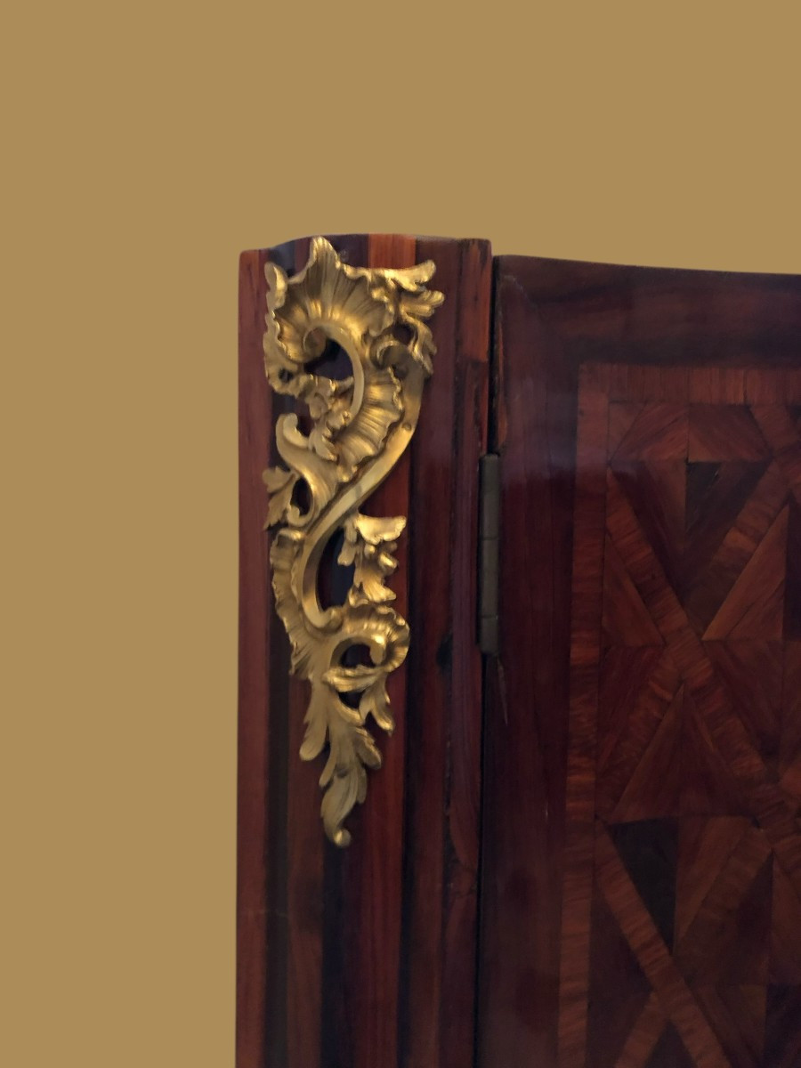 Encoignure marqueterie 18eme estampillée H.Hansen-photo-2