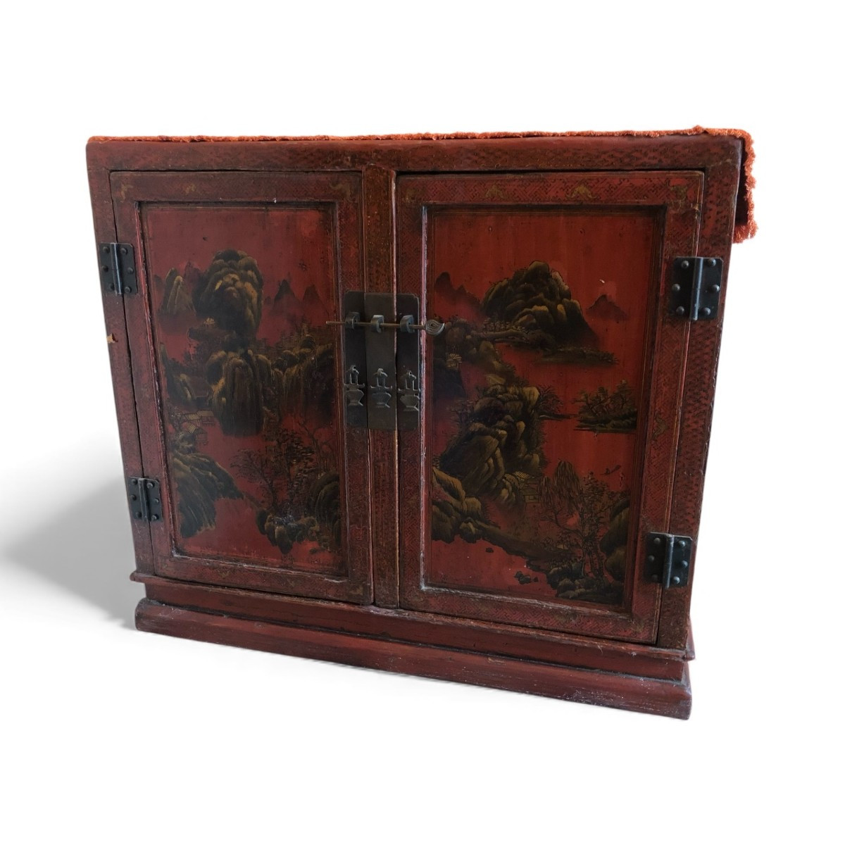 Two-door Red Lacquered Chinese Buffet, Late 19th Century