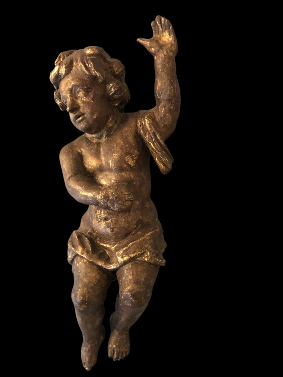 Pair Of Gilded Wooden Cherubs, Late 17th Century