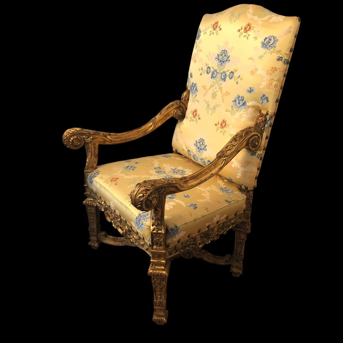 Important Pair Of Gilded Louis XIV Style Armchairs-photo-2