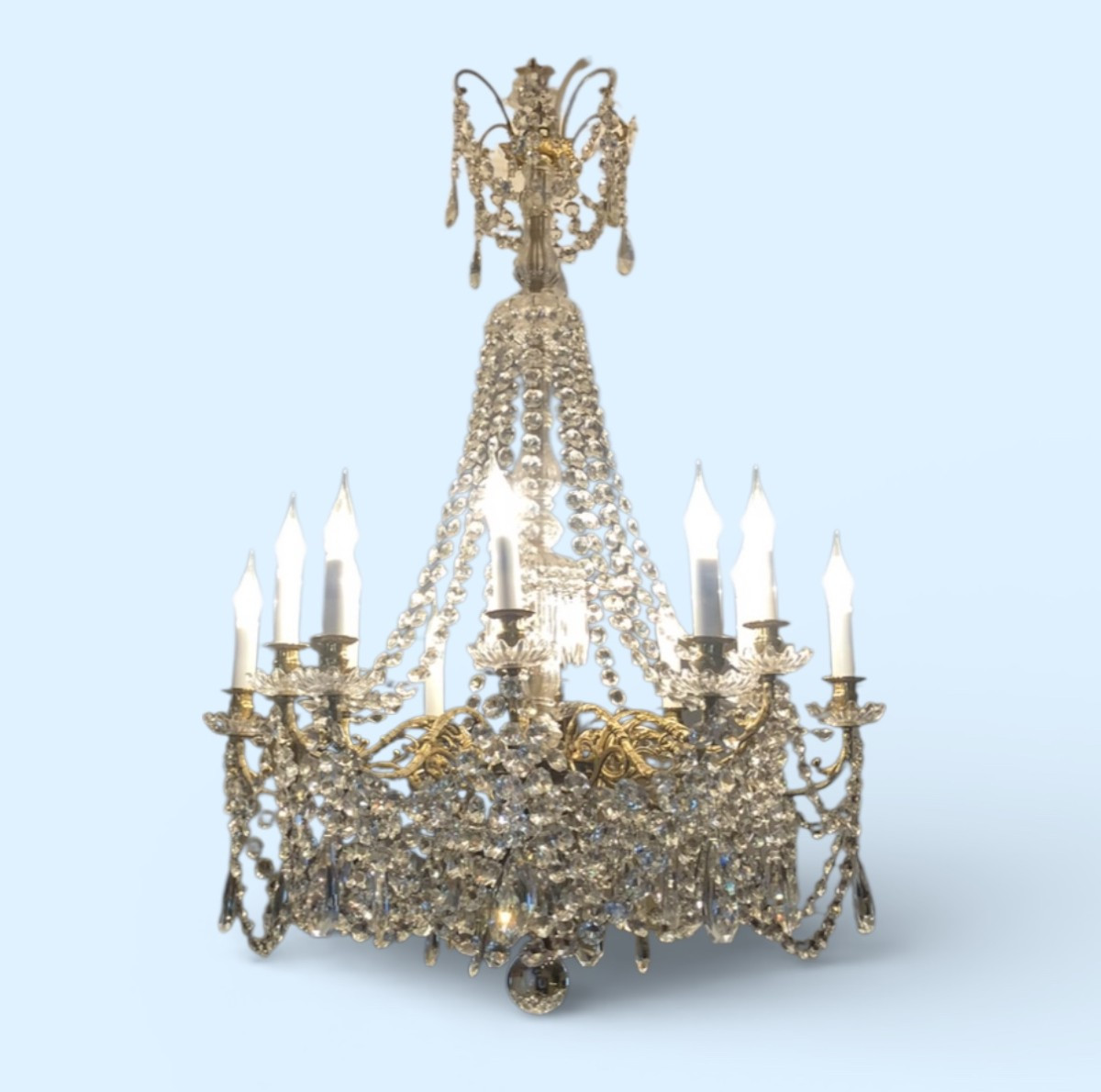 Lustre à pampilles  12 bras de lumières  fin 19eme siecle.-photo-2