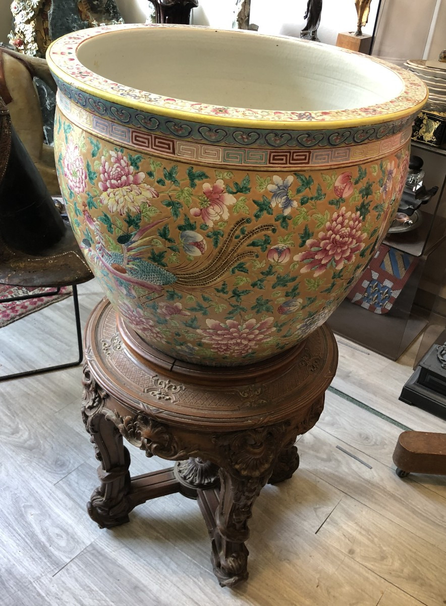 Jardinière ou bol à poisson porcelaine chine 19ème siècle-photo-2