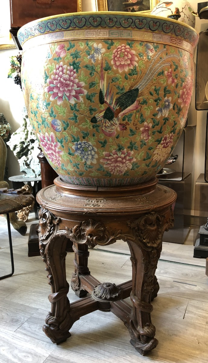 Jardinière ou bol à poisson porcelaine chine 19ème siècle-photo-3