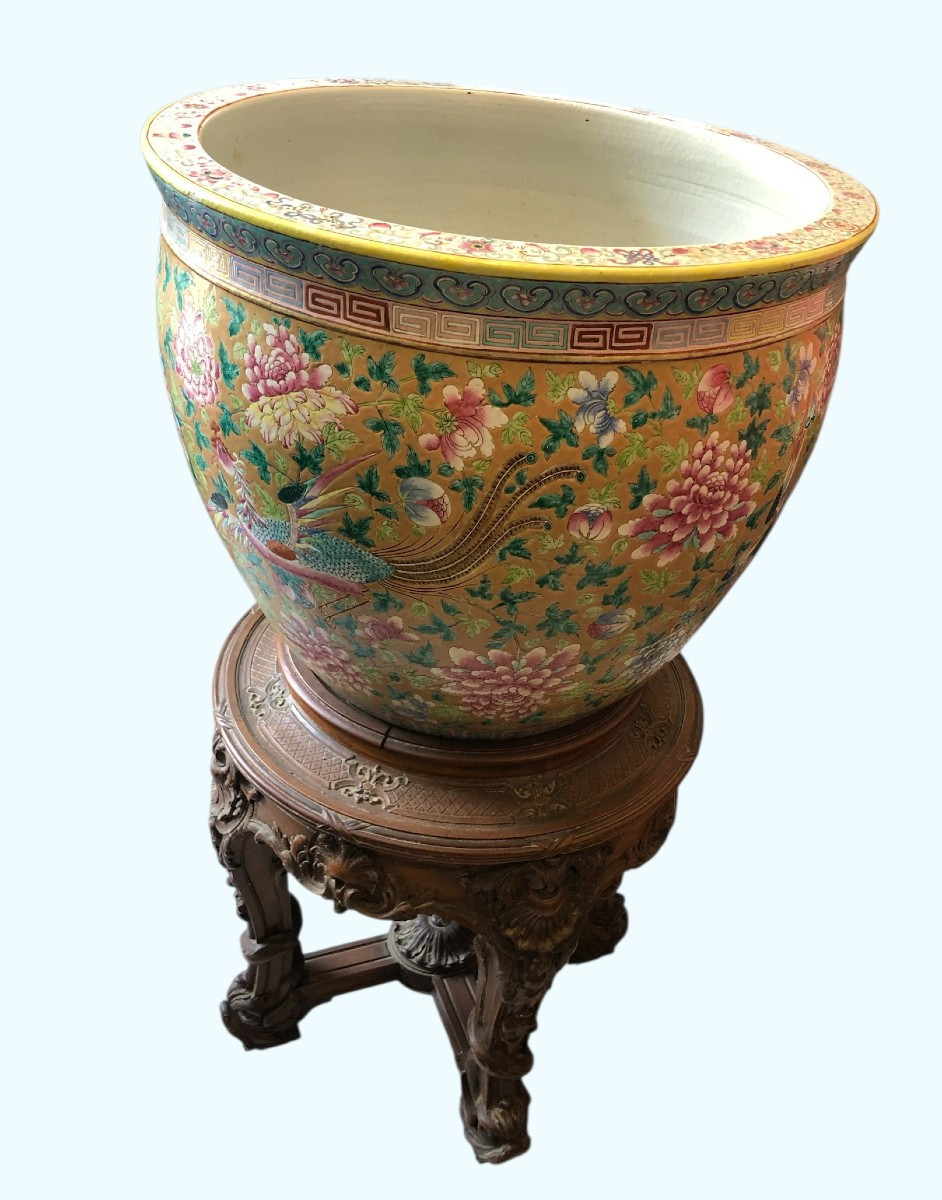 Jardinière ou bol à poisson porcelaine chine 19ème siècle-photo-5