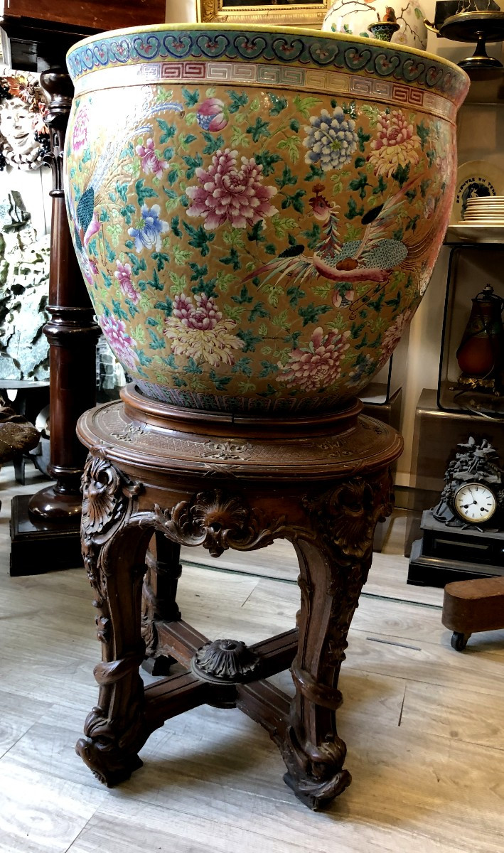 Jardinière ou bol à poisson porcelaine chine 19ème siècle
