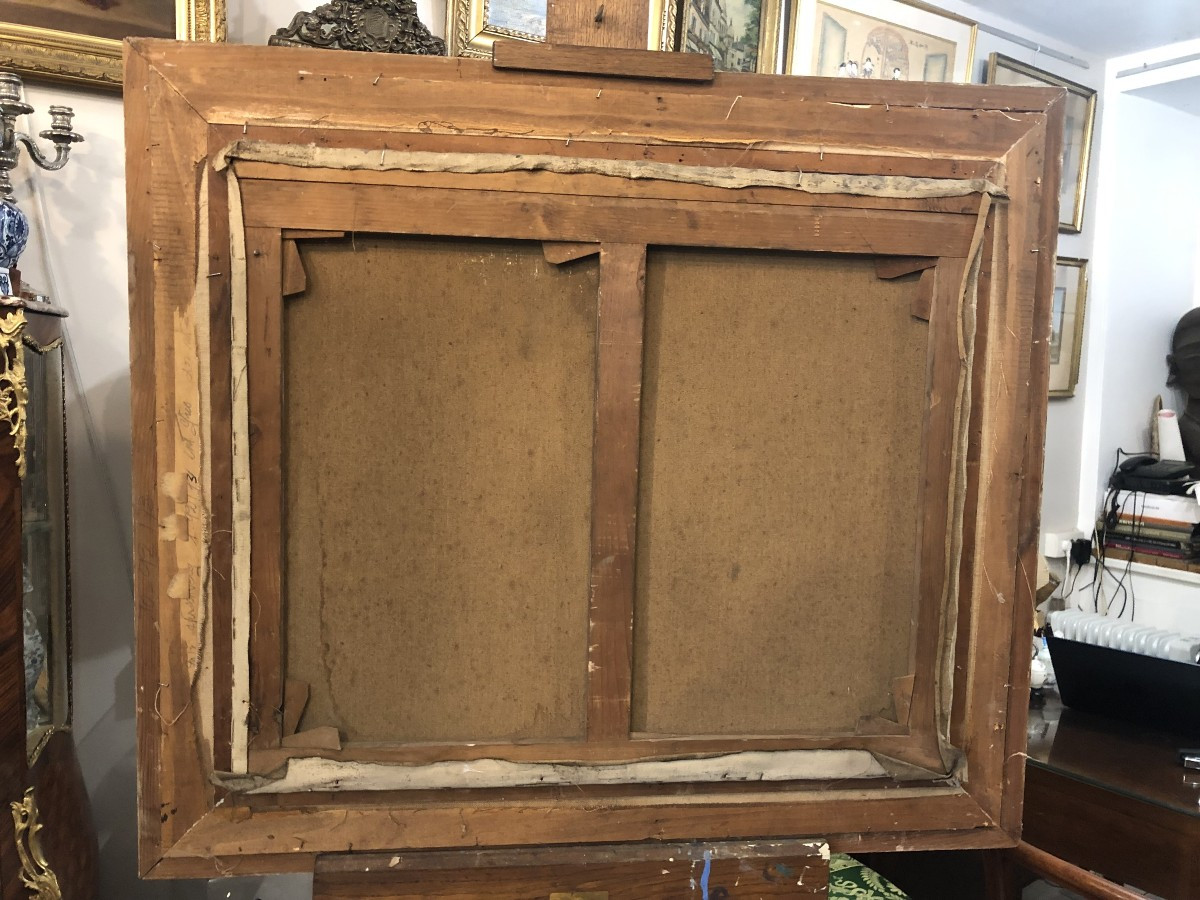  huile sur toile Albert Charles Dequene  1922  ( les fileuses)-photo-3