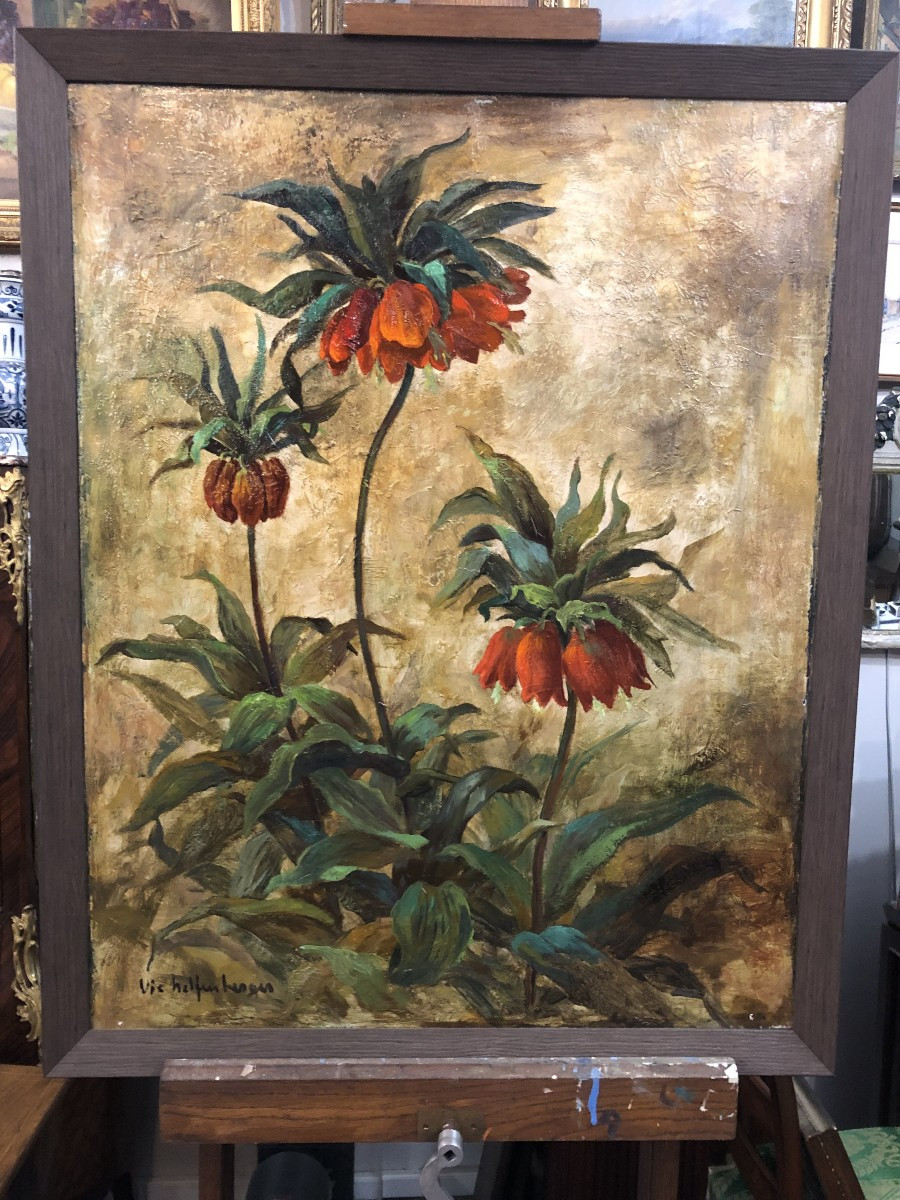 Still Life With Imperial Lilies By Victor Helfenberger Late 40s