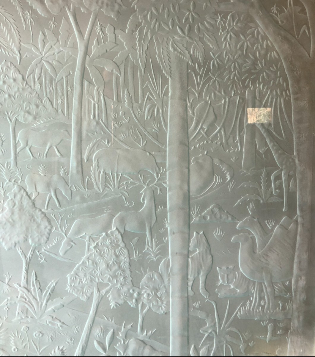 panneau de verre art déco  1930 "paradis terrestre" 170cm 150cm-photo-3