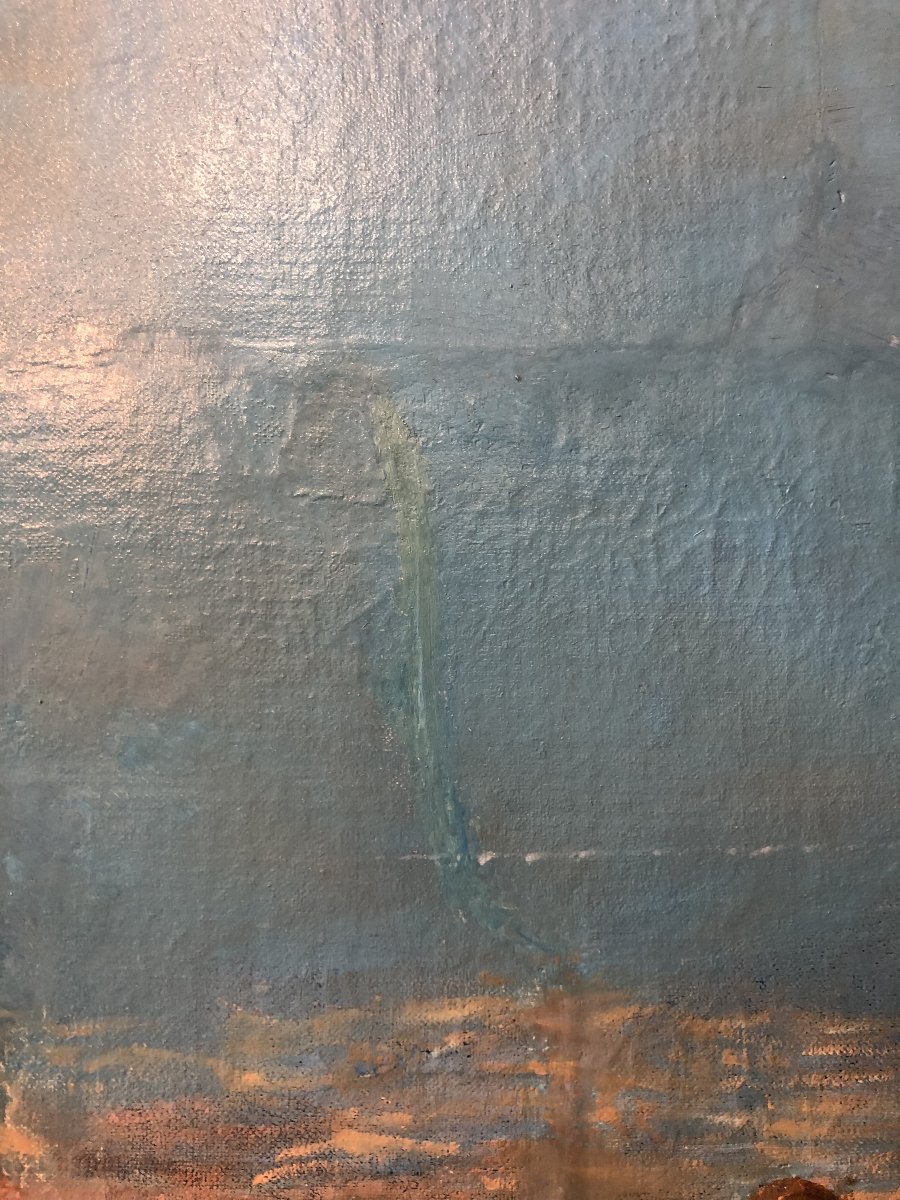 Huile sur toile Orientaliste fin 19eme siècle "cheval et maure"-photo-3