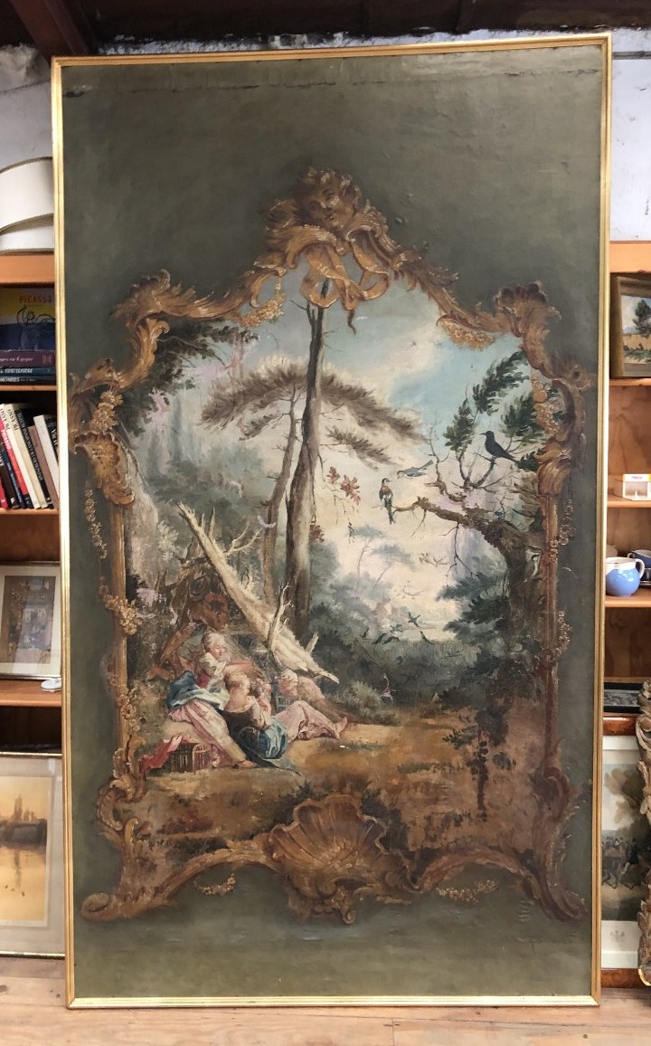 Large 18th-century Decorative Oil-on-canvas Painting In The Style Of Boucher-photo-2