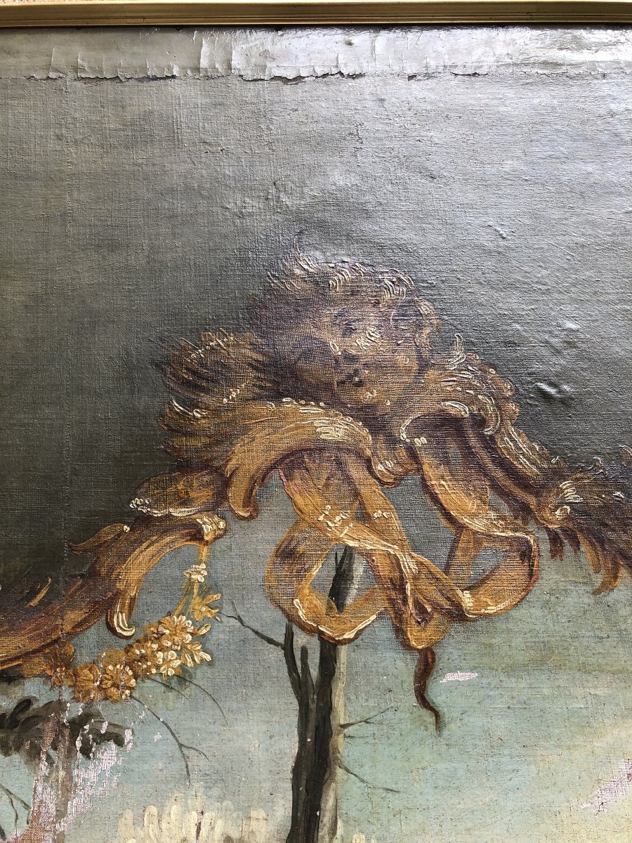 Large 18th-century Decorative Oil-on-canvas Painting In The Style Of Boucher-photo-1