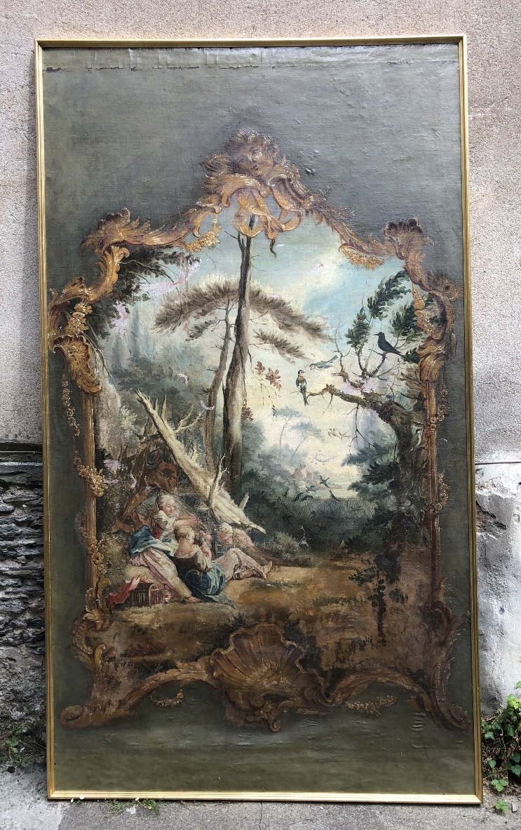 Large 18th-century Decorative Oil-on-canvas Painting In The Style Of Boucher