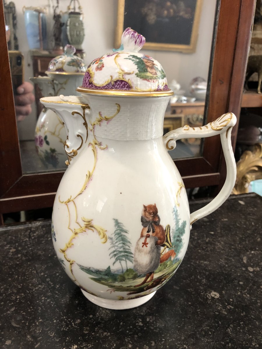 Cafetière porcelaine Meissen fin 18ème siècle (fèle au pied)-photo-4