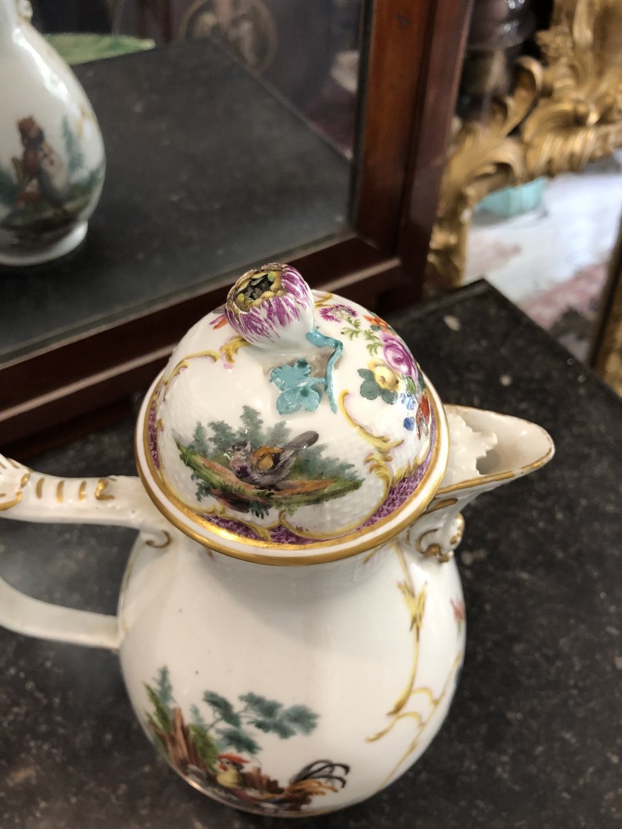 Cafetière porcelaine Meissen fin 18ème siècle (fèle au pied)-photo-5